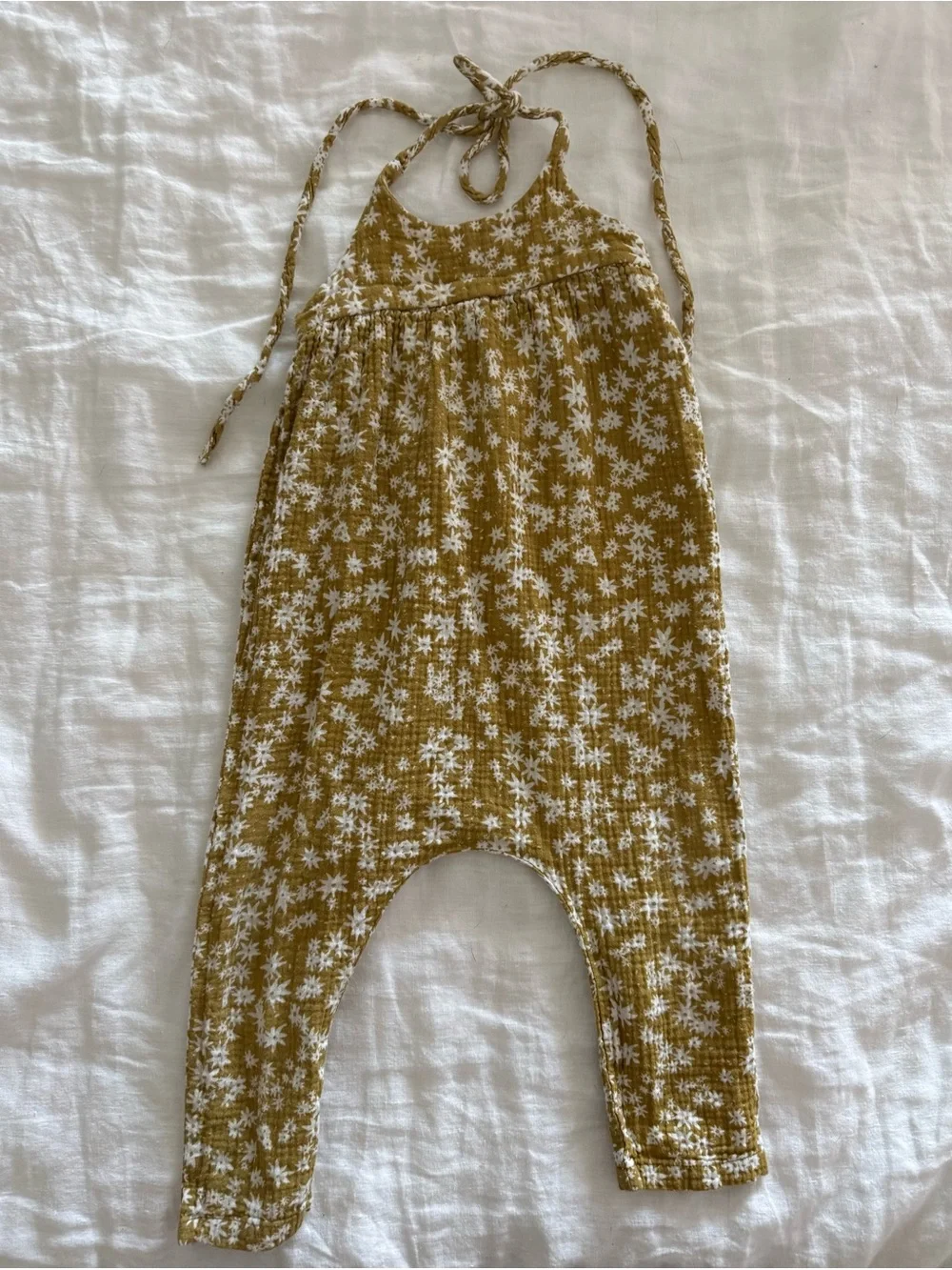 Rylee + Cru Kids Floral Halter Romper in Mustard